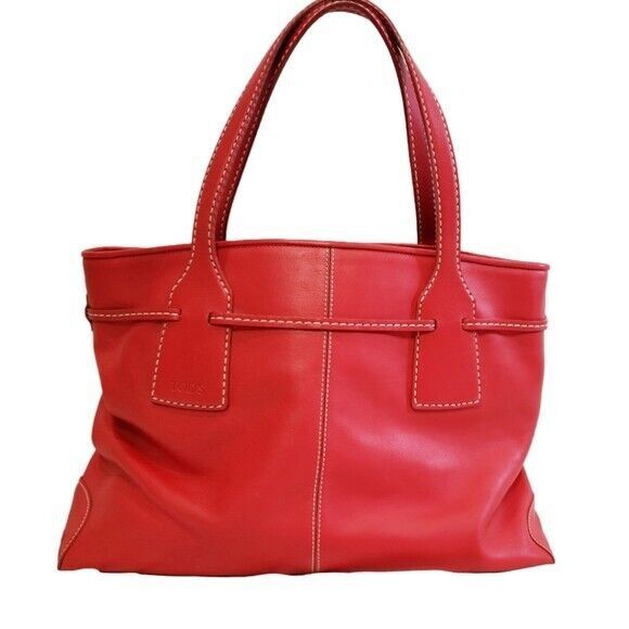 Tod's Red Leather Tote Bag~$1500 - Picture 2 of 10
